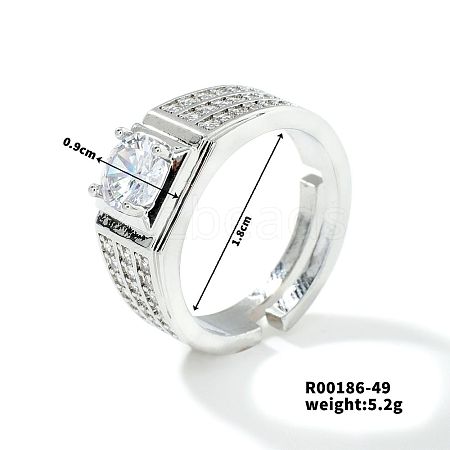 Fashionable Unisex Brass Micro Pave Clear Cubic Zirconia Solitaire Ring VA2990-18-1