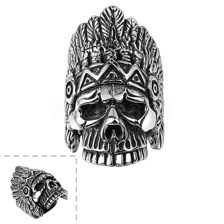 Unisex 316L Surgical Stainless Steel Sheik Skull Rings RJEW-BB05861-10-1