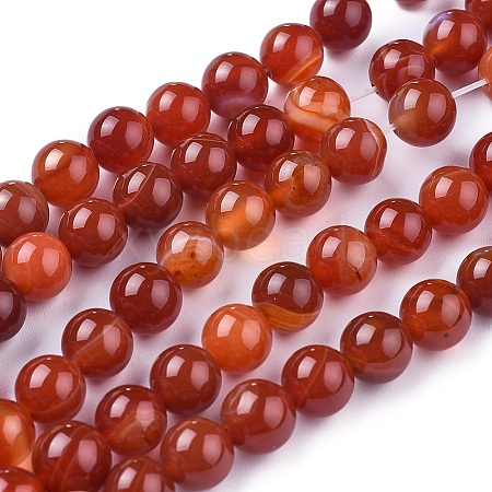 Natural Striped Agate/Banded Agate Beads Strands G-I261-C03-8mm-1