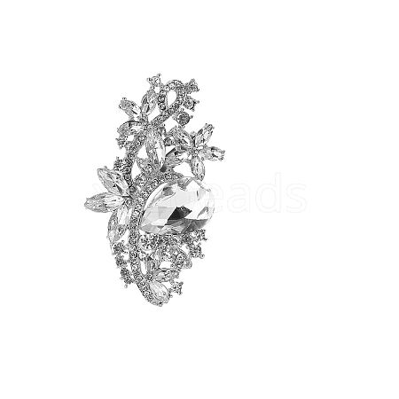 Flower Alloy & Glass Brooch PW-WGC0DFD-07-1