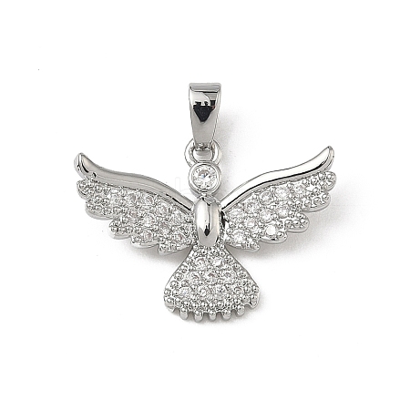 Brass Micro Pave Clear Cubic Zirconia Pendants KK-F924-10P-1