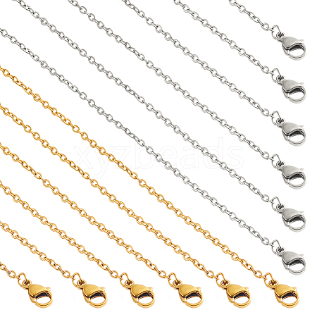  20Pcs 2 Colors 304 Stainless Steel Cable Chain Necklaces Set MAK-NB0001-28-1