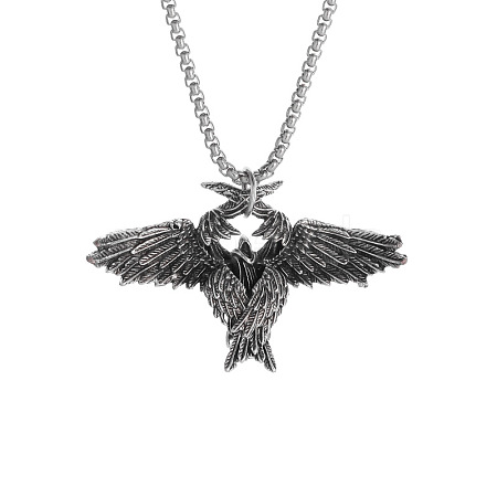 Vintage Alloy Wing Pendant Necklaces for Unisex WG46438-01-1