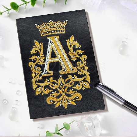 Letter A with Crown & Vine Pattern DIY Notebook Diamond Painting Kit PW-WGC66E8-01-1