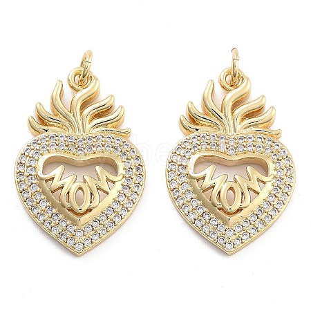 Brass Pave Cubic Zirconia Pendants KK-U009-10B-G-1