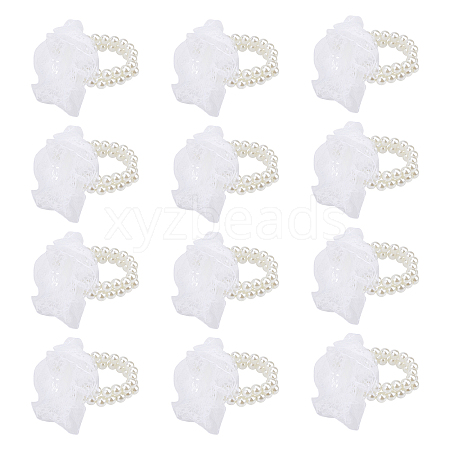 Plastic Imitation Pearl Stretch Bracelets FIND-NB0001-23-1