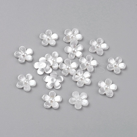 Scrapbooking Flower Acrylic Pearl Cabochons Flat Back Embellishments for Jewelry X-MACR-F028-22-1