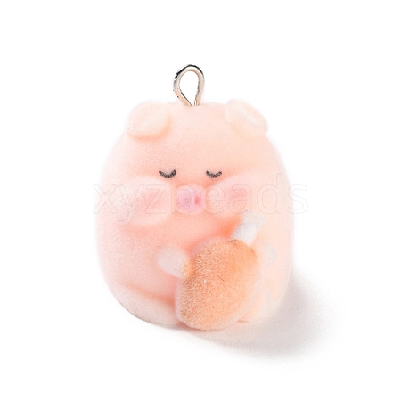 Flocking Resin Cute Pendants RESI-A040-02B-1