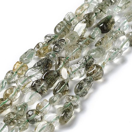 Natural Green Rutilated Quartz Beads Strands G-I351-A09-1