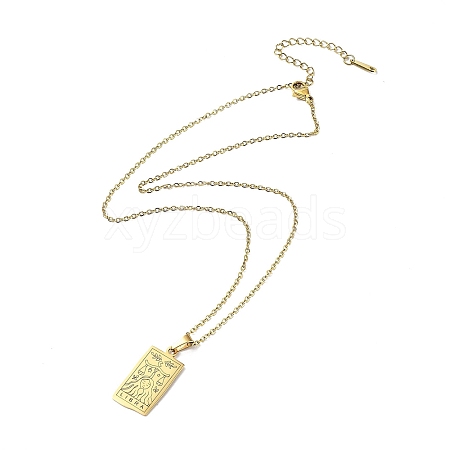 Rectangle with Twelve Constellations Pendant Necklaces NJEW-D069-01G-07-1