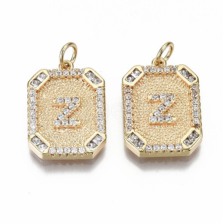 Brass Micro Pave Clear Cubic Zirconia Pendants KK-S356-234Z-G-NF-1