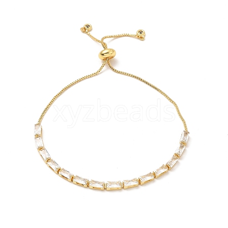 Adjustable Rack Plating Brass Cubic Zirconia Chain Bracelets BJEW-A132-10G-1