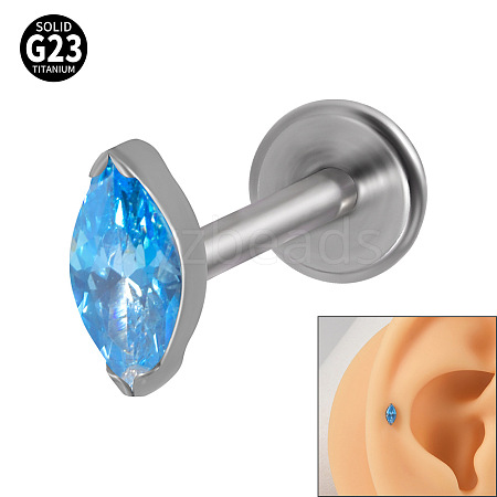 G23 Titanium Cubic Zirconia Horse Eye 17 Gauge Threadless Labrets for Women Men WG9E7C9-24-1