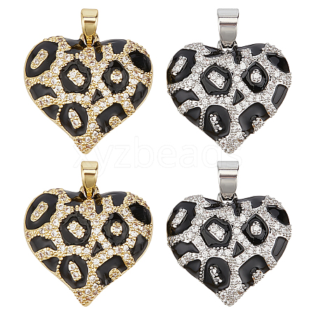 4Pcs 2 Colors Brass Micro Pave Cubic Zirconia Pendants KK-ME0004-69-1