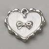 White Series Love Bow Alloy Acrylic Pendant PALLOY-WH0115-01P-03-1