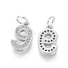 Brass Micro Pave Clear Cubic Zirconia Charms ZIRC-L092-09-P-2