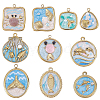 10Pcs 10 Styles 304 Stainless Steel Enamel Pendants STAS-SC0021-21-1