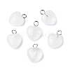 Natural Quartz Crystal Heart Charms G-G998-B01-2