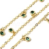 Brass Cubic Zirconia Cable Chains CHC-H112-02G-04-1