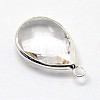 Silver Color Plated Brass Glass Drop Pendants X-GLAA-J017A-S-4