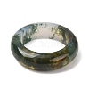 Natural Moss Agate Plain Band Ring RJEW-P044-01A-12-2