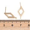 Brass Micro Pave Clear Cubic Zirconia Rhombus Stud Earring Findings KK-Z133-02G-03-3