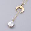 Natural Baroque Pearl Keshi Pearl Pendant Necklaces NJEW-JN02493-3