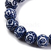 Handmade Blue and White Porcelain Beads Strands PORC-I027-03H-3