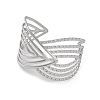 304 Stainless Steel Chevron Cuff Bnagles for Women BJEW-G729-02P-2