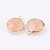 Golden Tone Brass Glass Flat Round Charms GLAA-M003-A-20G-2