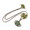 Natural Green Fluorite Braided Bead Pendant Necklacess NJEW-K258-05E-1