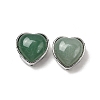 Brass Pave Natural Green Aventurine Heart Multi-Strand Links G-B149-13P-02-1