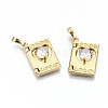 Brass Micro Pave Clear Cubic Zirconia Pendants for Teachers' Day X-ZIRC-S067-217-NF-1