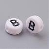 Flat Round with Letter B Acrylic Beads X-PL37C9070-B-2