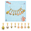 Bees & Flower Alloy Enamel Pendant Locking Stitch Markers HJEW-AB00584-1