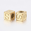 304 Stainless Steel Large Hole Letter European Beads LS-STAS-H428-01G-S-2