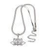 201 Stainless Steel Chakra Lotus Flower Hollow Pendant Necklaces NJEW-K283-29P-2