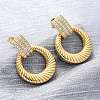 Ring Brass Micro Pave Clear Cubic Zirconia Dangle Stud Earrings EJEW-R025-08G-3