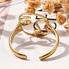 Hollow Human Face 304 Stainless Steel Open Cuff Rings for Women RJEW-M046-03G-5