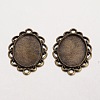 Oval Tibetan Style Alloy Cabochon Connector Settings X-PALLOY-K112-15AB-NR-1