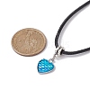 Heart with Fish Scale Shape 304 Stainless Steel with Resin Pendant Necklaces NJEW-JN04571-4