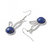 Natural Dyed Lapis Lazuli Rabbit Dangle Earrings EJEW-A092-05P-21-3