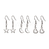 3 Pair 3 Style 304 Stainless Steel Dangle Earrings EJEW-JE05494-01-1