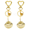 2Pcs Brass Shell Shape Pendant Keychains HJEW-HS00090-1