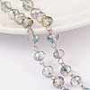 Faceted Rondelle Handmade Electroplate Glass Beads Chains X-AJEW-JB00130-01-1