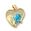 Rack Plating Brass Micro Pave Cubic Zirconia with Synthetic Opal Pendants KK-D088-25G-2