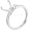 1Pc Adjustable Rhodium Plated Sterling Silver Finger Ring Components STER-BBC0006-95P-1