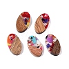 Transparent Resin and Walnut Wood Pendants RESI-T057-03L-1