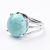 Adjustable Synthetic Turquoise Finger Rings RJEW-F075-01R-2