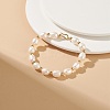 Natural Keshi Pearl Beaded Bracelet with Brass Clasp for Women BJEW-JB08867-02-5